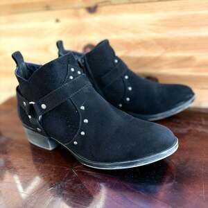 Dirty Laundry Wyatt Black Studded Harness Ankle Booties